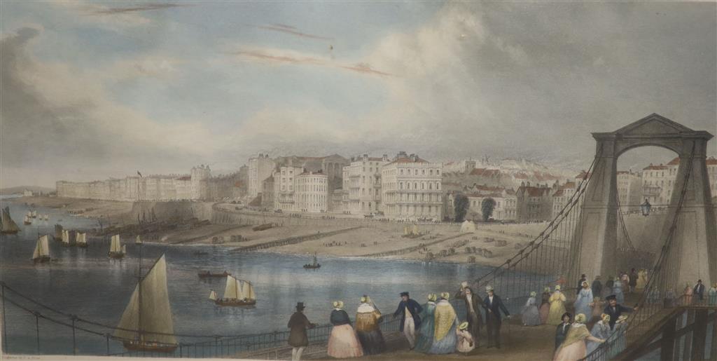 T.A. Prior, coloured engraving, Brighton from the Chain pier, 27 x 48cm